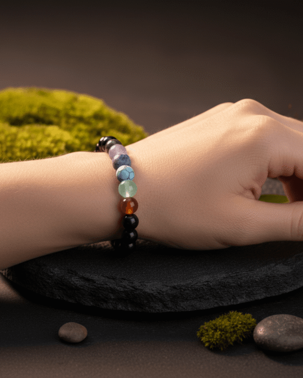 Authentic 7 Chakra Bracelet With Certified Pyrite &Amp; Obsidian. Authentic 7 Chakra Bracelet With Certified Pyrite &Amp; Obsidian. - Image 3