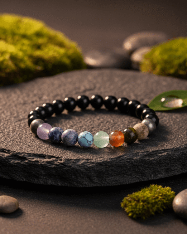 Authentic 7 Chakra Bracelet With Certified Pyrite &Amp; Obsidian. Authentic 7 Chakra Bracelet With Certified Pyrite &Amp; Obsidian. - Image 2
