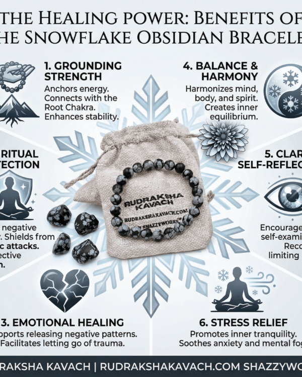 Snow Flake Obsidian Bracelet Infographics Showing All The Benefits